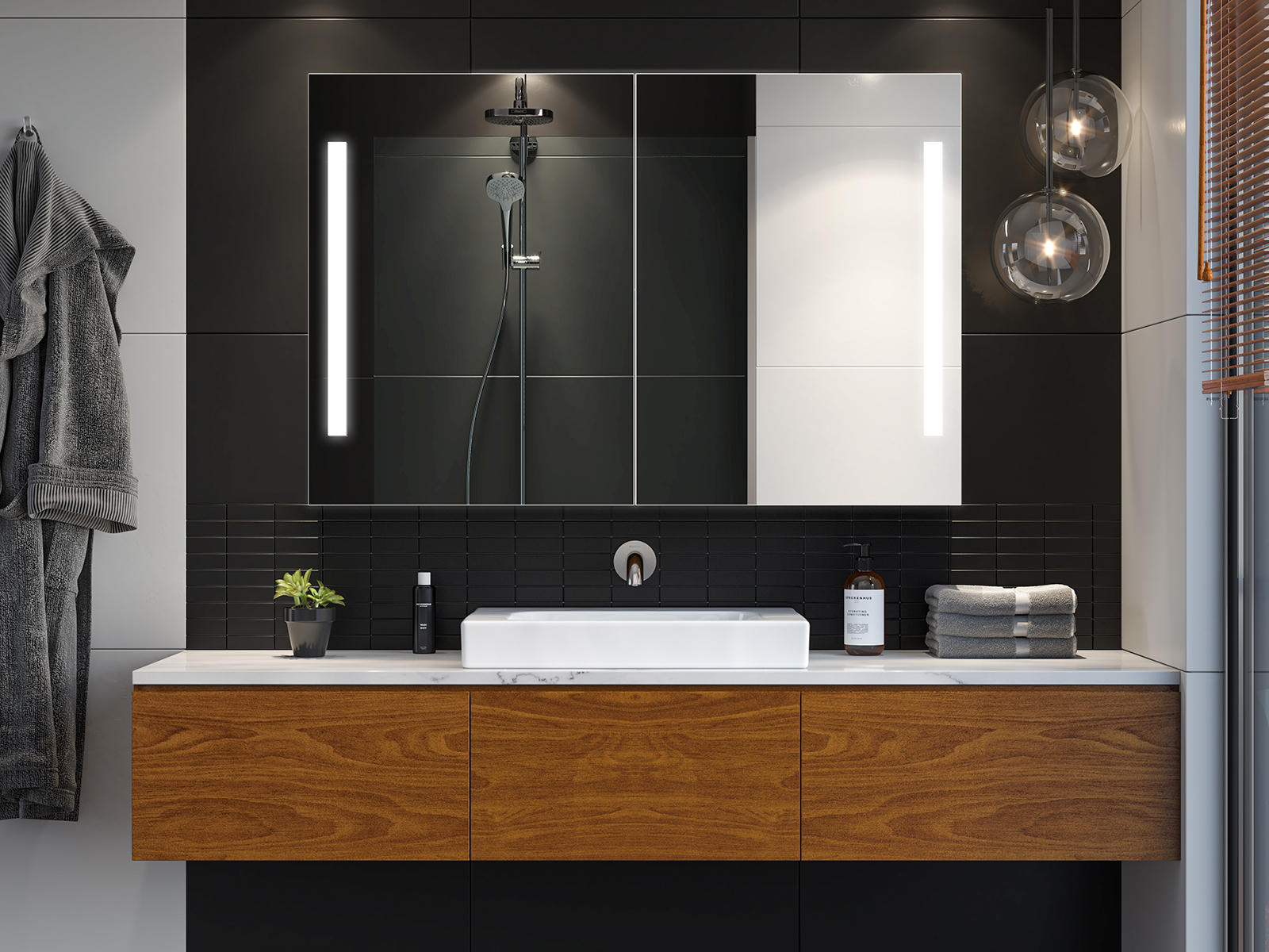 Il numero 1 del risparmio-SPECCHIO BAGNO CON LUCE LED 70X50 CM LEGNO